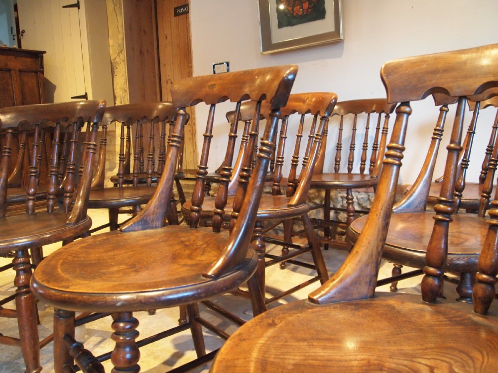 Chairs V rare set of 12 Victorian Windsor Elm Ash c1870 View III