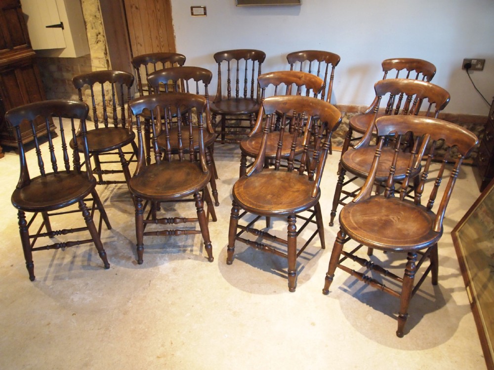 Chairs V rare set of 12 Victorian Windsor Elm Ash c1870 View VI
