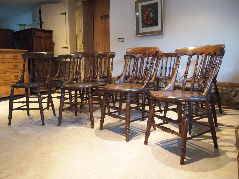 Chairs V rare set of 12 Victorian Windsor Elm Ash c1870 View VII