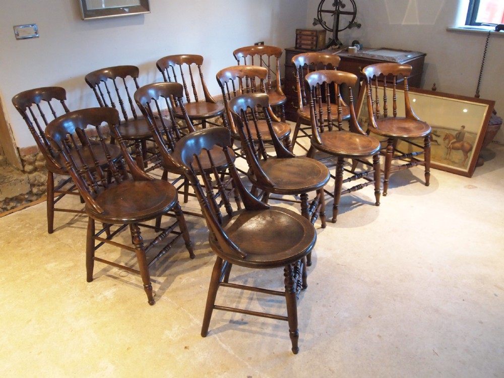 Chairs V rare set of 12 Victorian Windsor Elm Ash c1870 View VIII