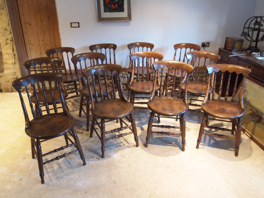 Chairs V rare set of 12 Victorian Windsor Elm Ash c1870 View XIII