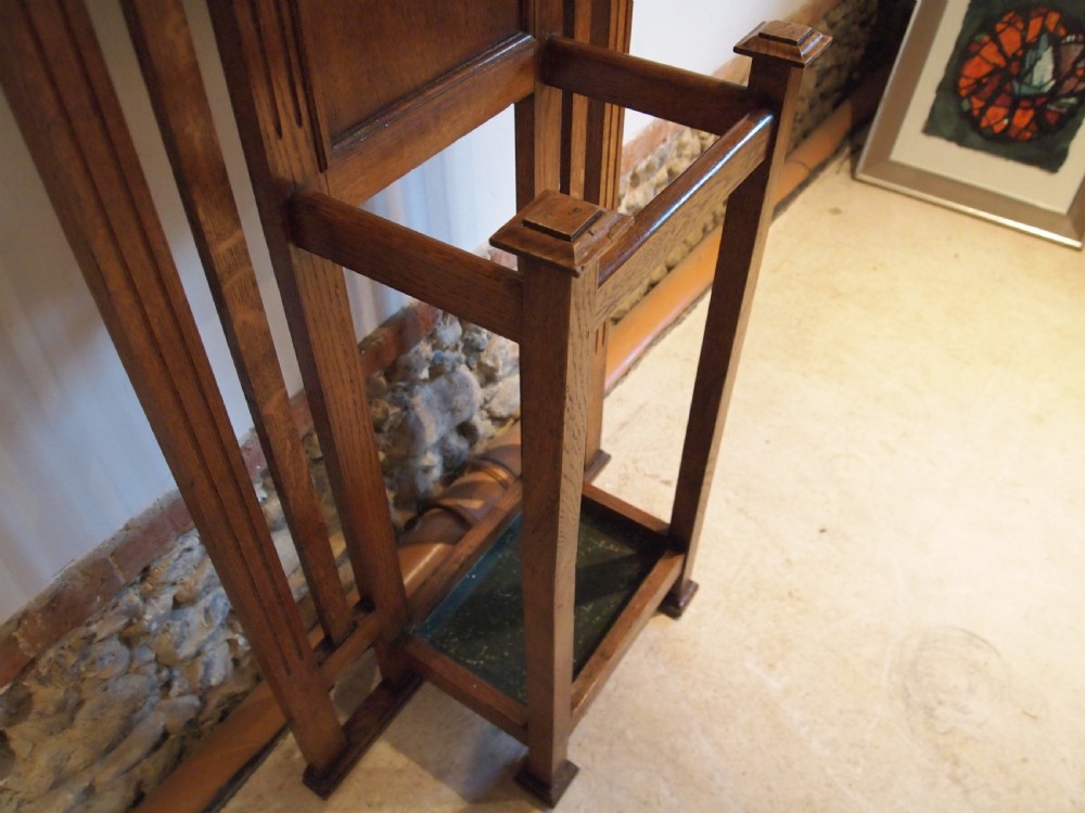 Coat hat or hall stand Arts and Crafts Oak c1900 View II