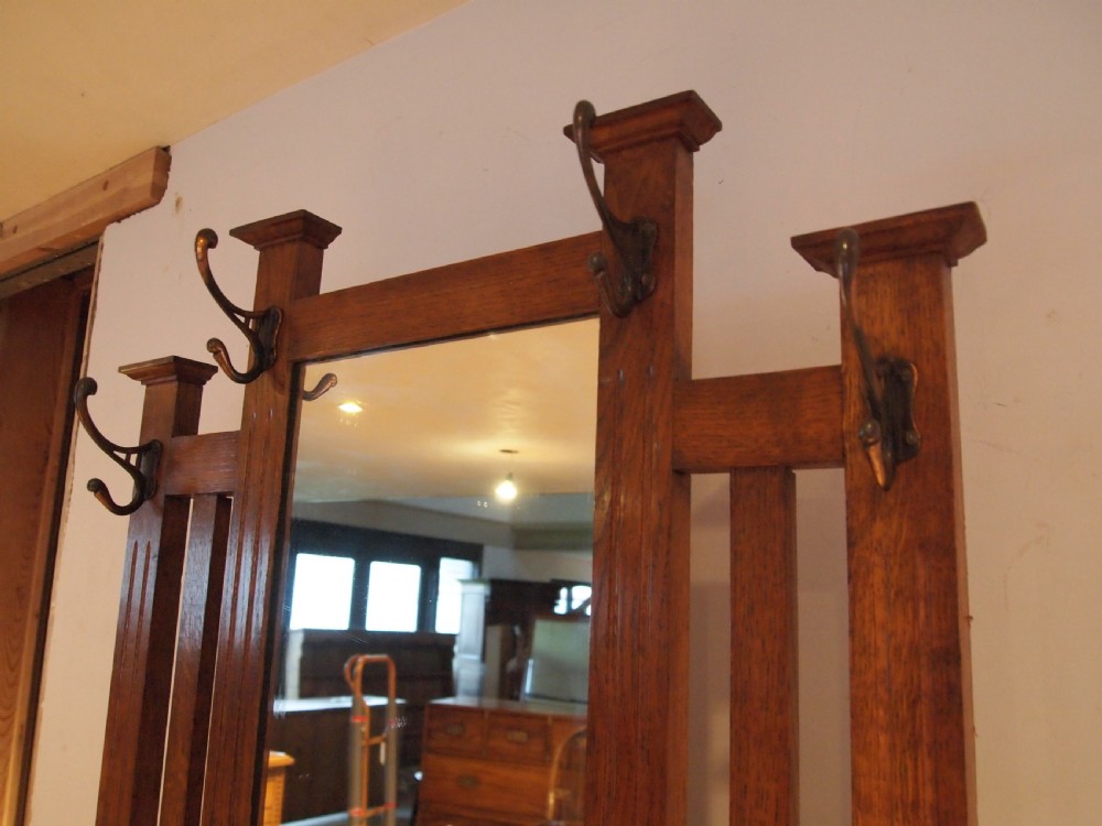 Coat hat or hall stand Arts and Crafts Oak c1900 View III