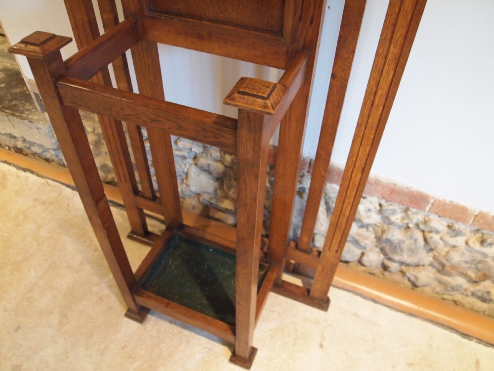 Coat hat or hall stand Arts and Crafts Oak c1900 View VIII