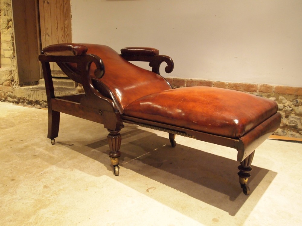 Chair fine rare Reclining William IV leather armchair c1835 View VI