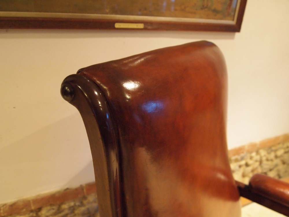 Chair fine rare Reclining William IV leather armchair c1835 View XII