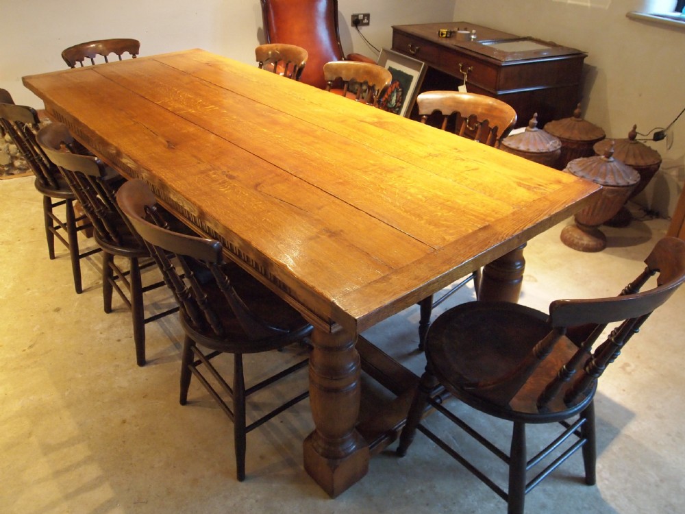 Table refectory dining farmhouse English Oak c1930 View II