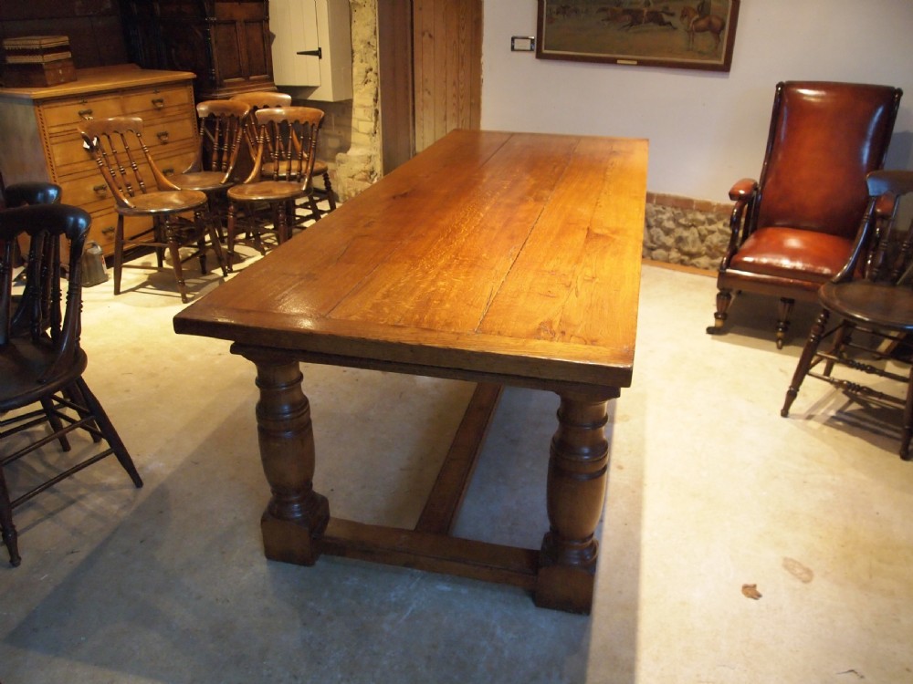 Table refectory dining farmhouse English Oak c1930 View IV