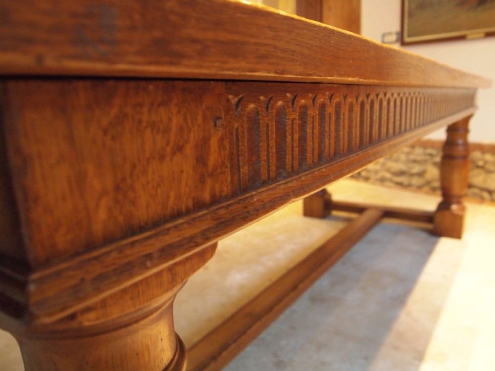 Table refectory dining farmhouse English Oak c1930 View X