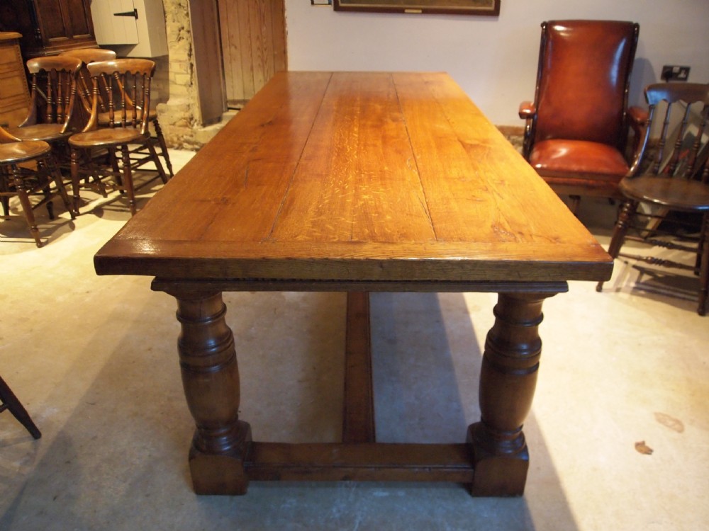 Table refectory dining farmhouse English Oak c1930 View XI