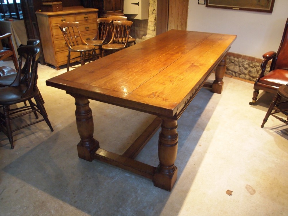 Table refectory dining farmhouse English Oak c1930 View XII