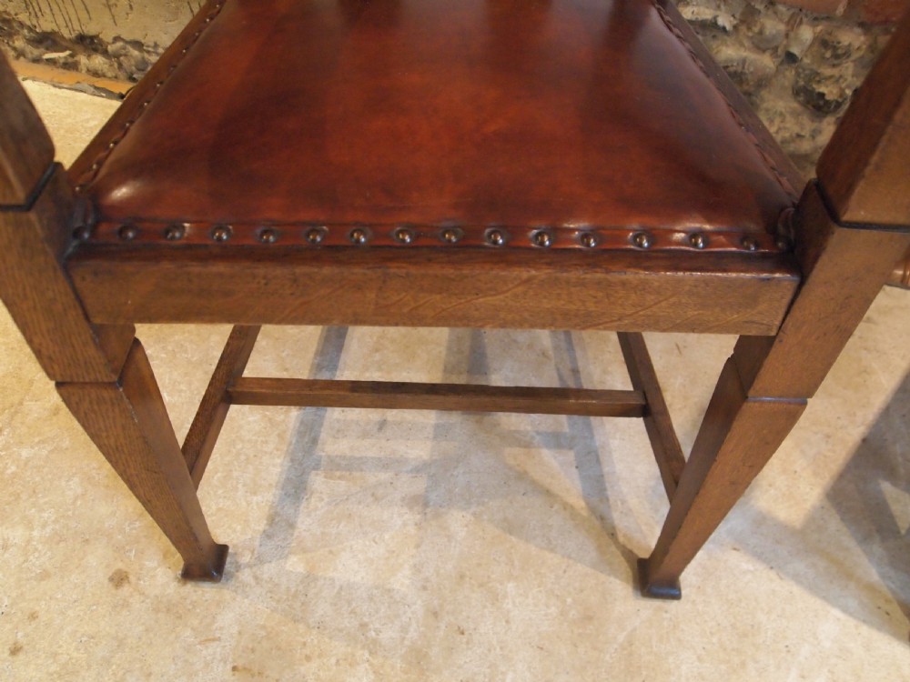 Chairs fine pair of Oak Arts and Crafts armchairs c1900 View V