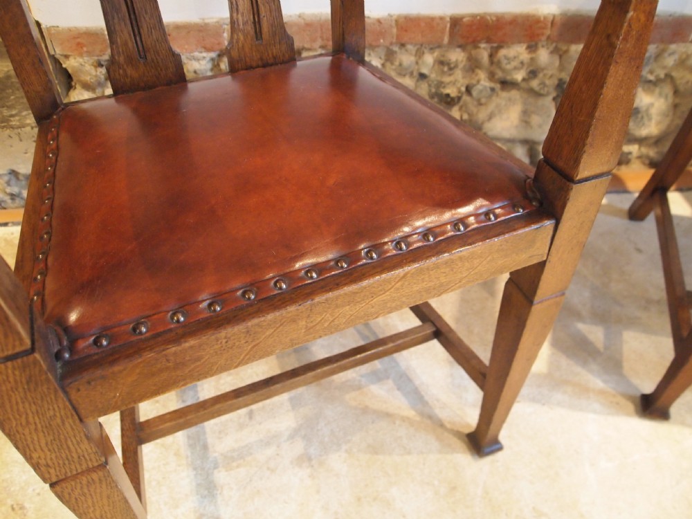 Chairs fine pair of Oak Arts and Crafts armchairs c1900 View VII