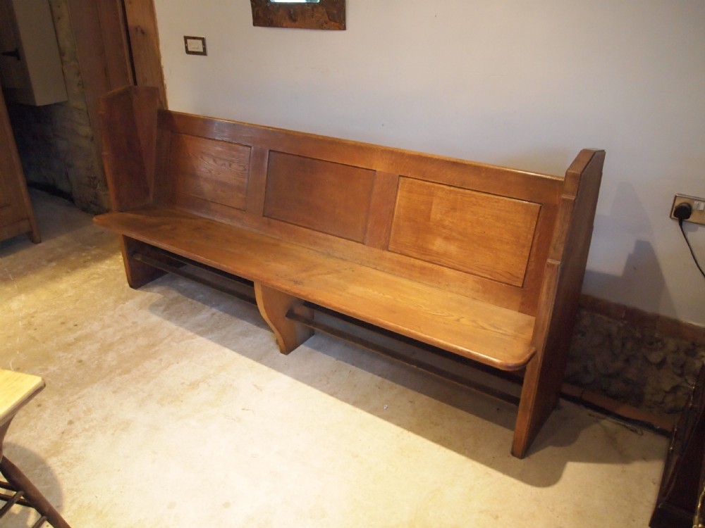 Pew bench settle English Oak Edwardian c1900 View V