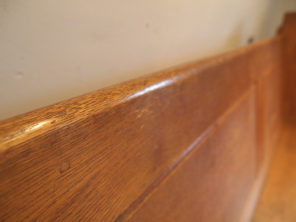 Pew bench settle English Oak Edwardian c1900 View XI