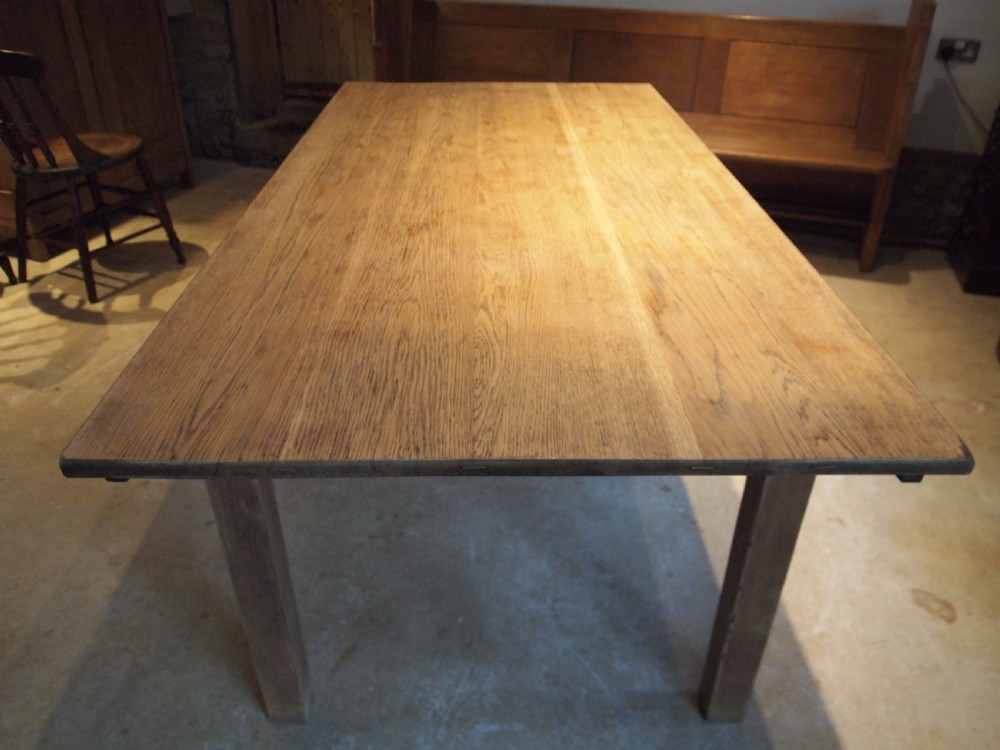 Table refectory Edwardian Oak dining farmhouse c1900 View VI
