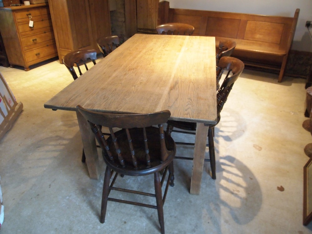 Table refectory Edwardian Oak dining farmhouse c1900 View X