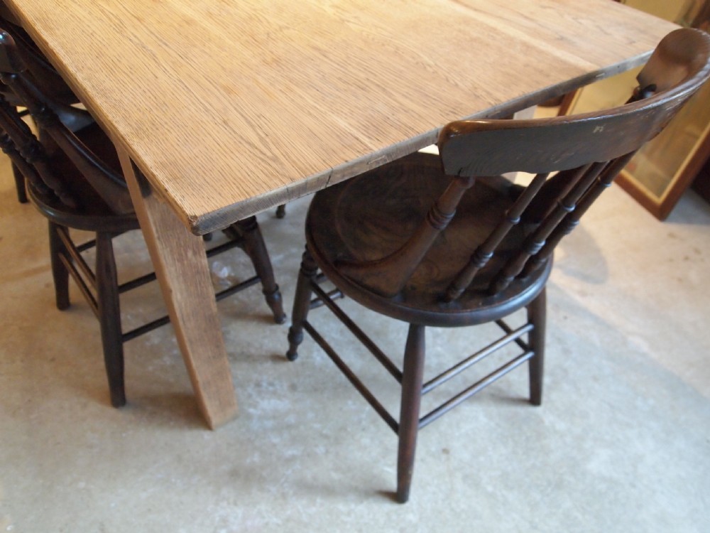 Table refectory Edwardian Oak dining farmhouse c1900 View XI