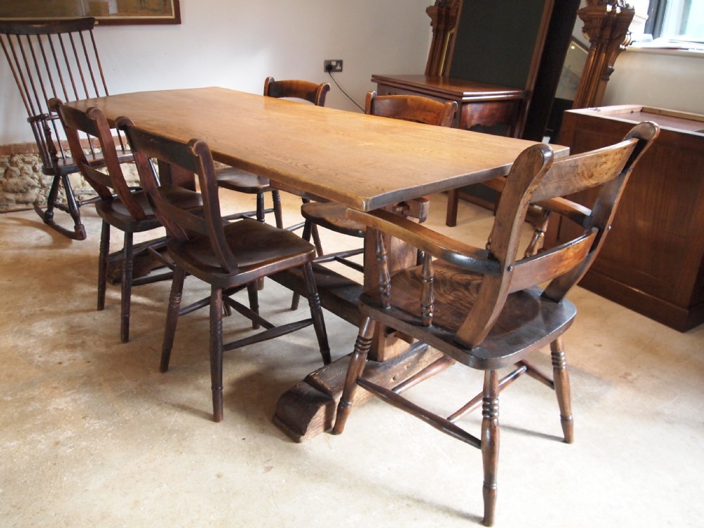 Table refectory dining farmhouse Oak c1890 View XIII