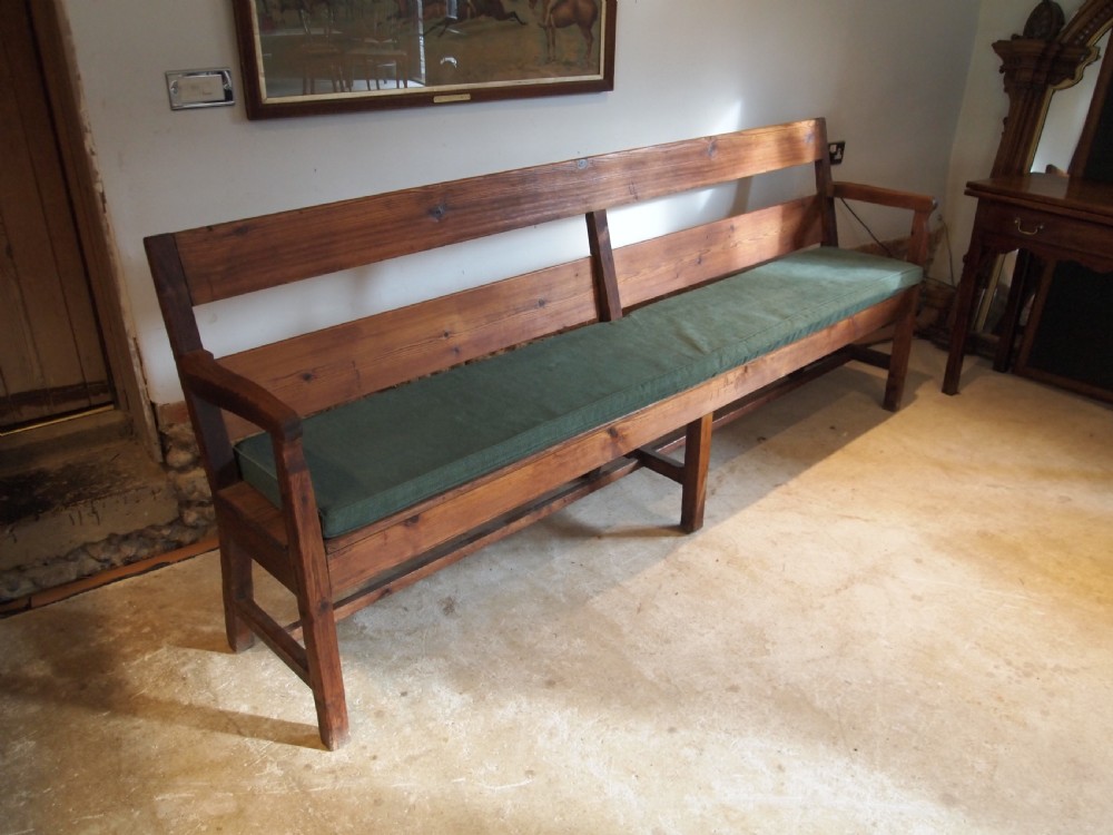 Bench settle pew Edwardian Pitch Pine c1900 View II