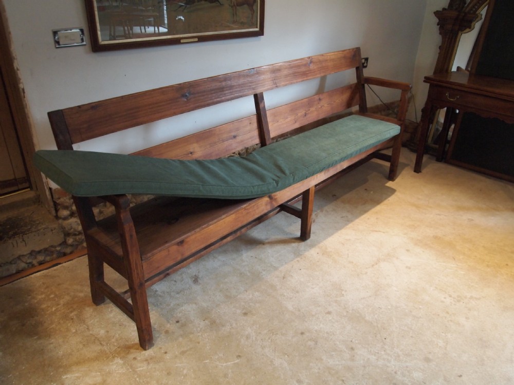 Bench settle pew Edwardian Pitch Pine c1900 View IV