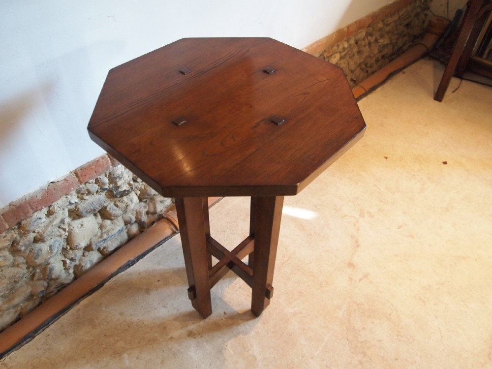 Table Arts and Crafts Oak Trevor Page Norwich c1910 View IX