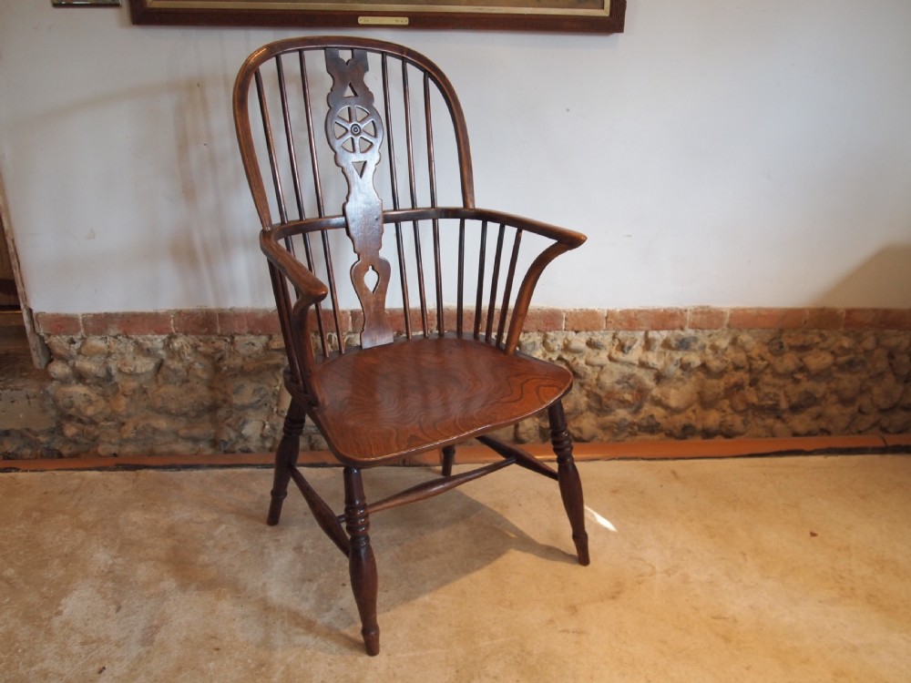 Chair Windsor Ash and Elm Wheel back Victorian c1840 