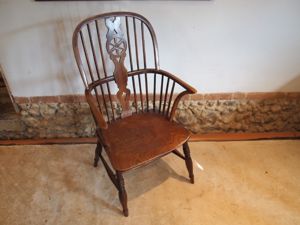 Chair Windsor Ash and Elm Wheel back Victorian c1840  View II