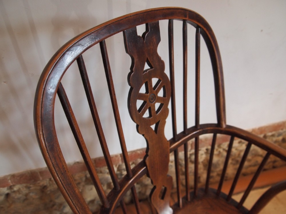 Chair Windsor Ash and Elm Wheel back Victorian c1840  View V