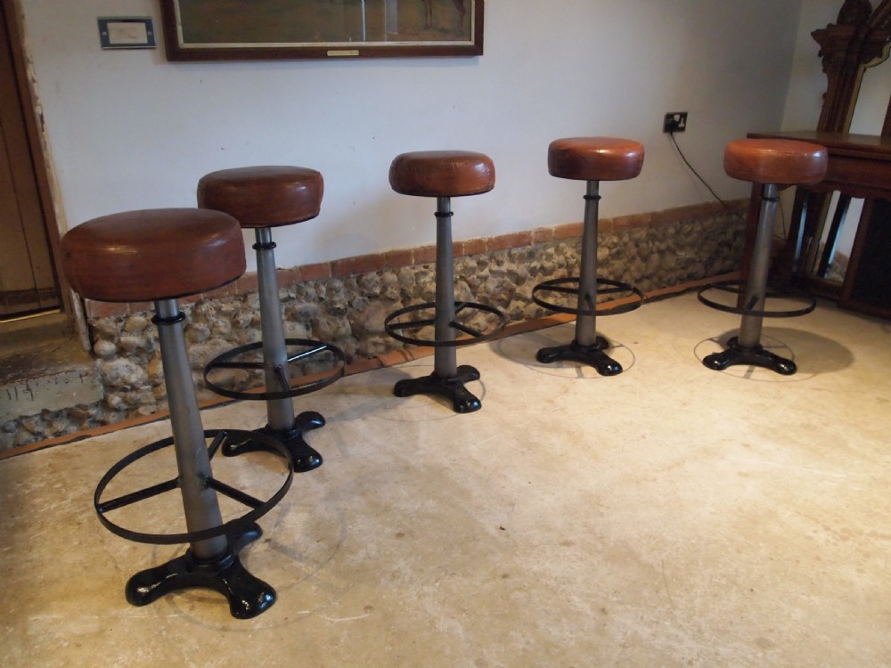 Stools set of 5 Singer industrial stools c1930 View VII
