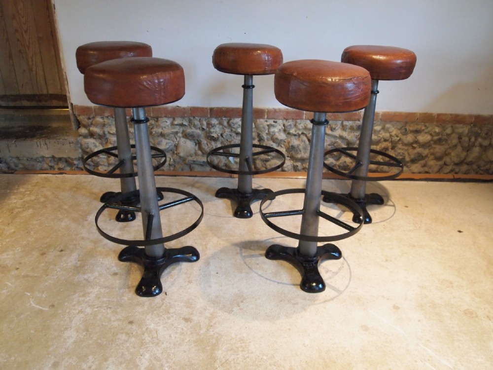 Stools set of 5 Singer industrial stools c1930 View X