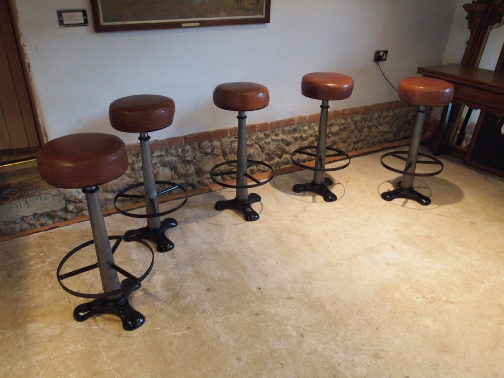 Stools set of 5 Singer industrial stools c1930 View XII