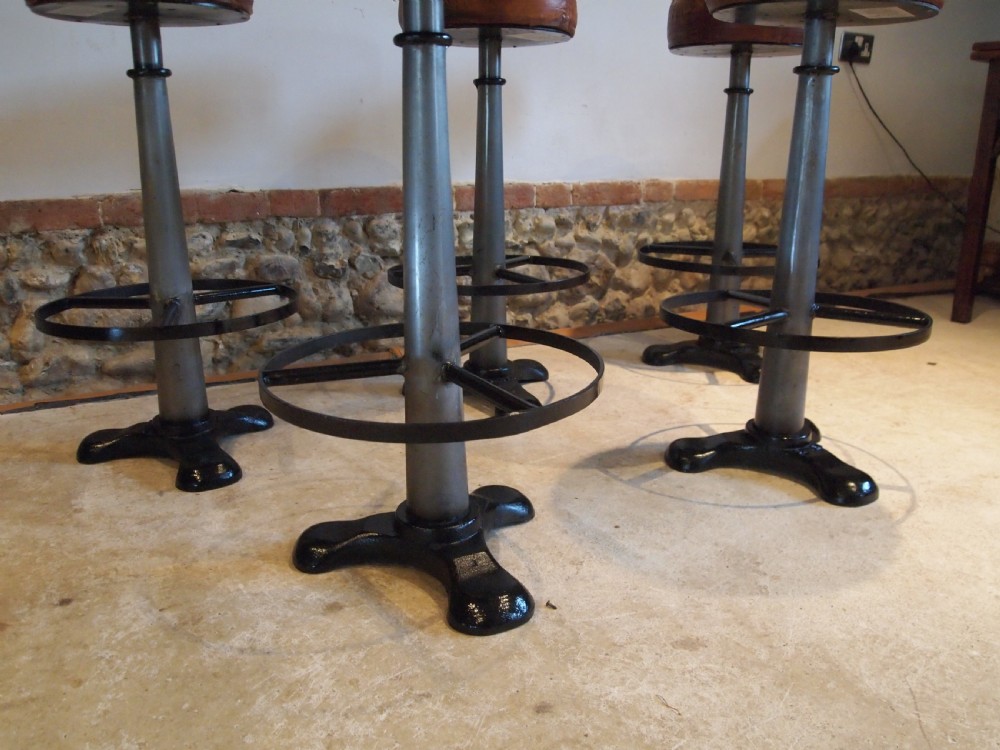Stools bar stools set of 5 Singer industrial stools c1920 View III