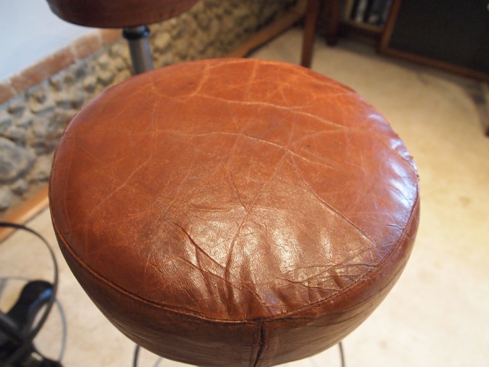 Stools bar stools set of 5 Singer industrial stools c1920 View IV