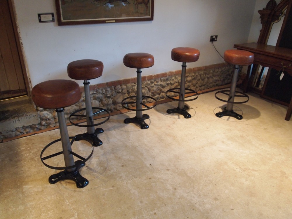 Stools bar stools set of 5 Singer industrial stools c1920 View V