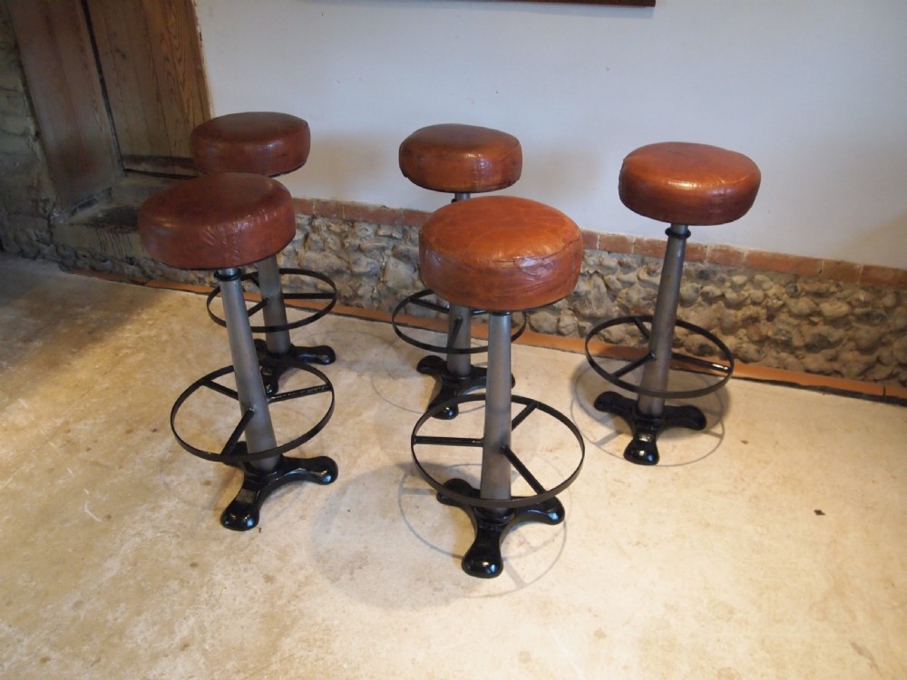 Stools bar stools set of 5 Singer industrial stools c1920 View VIII