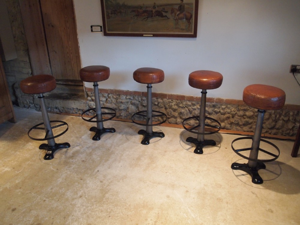 Stools bar stools set of 5 Singer industrial stools c1920 View X