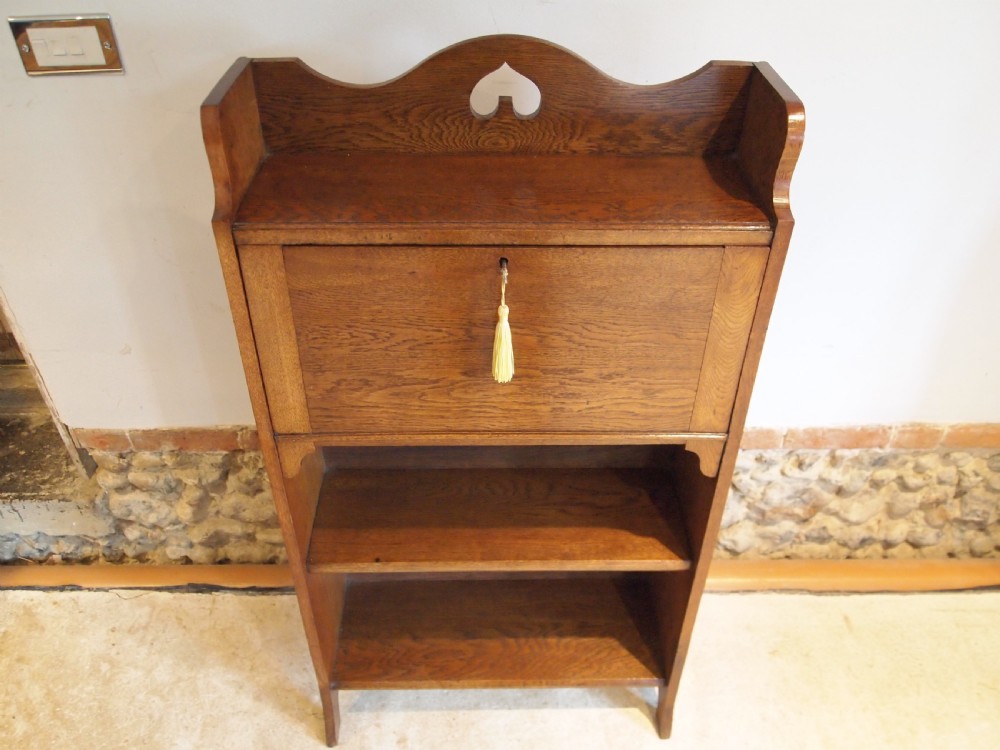 Bookcase Bureau desk Arts and Crafts Oak c1900
