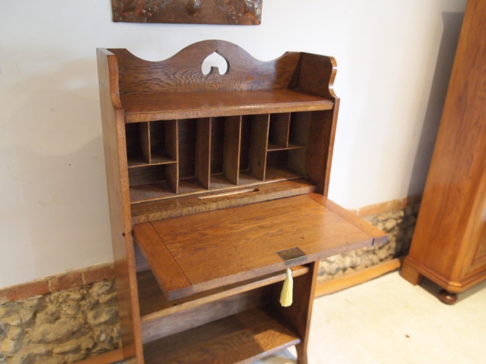 Bookcase Bureau desk Arts and Crafts Oak c1900 View XI