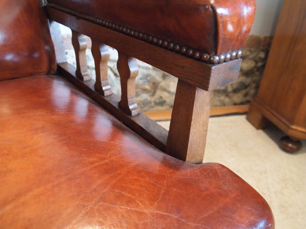 Chair outstanding Arts and Crafts Oak and leather armchair c1880 View X