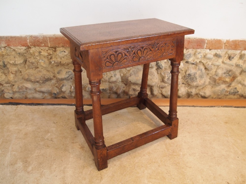 Stool carved Oak joint stool c1920