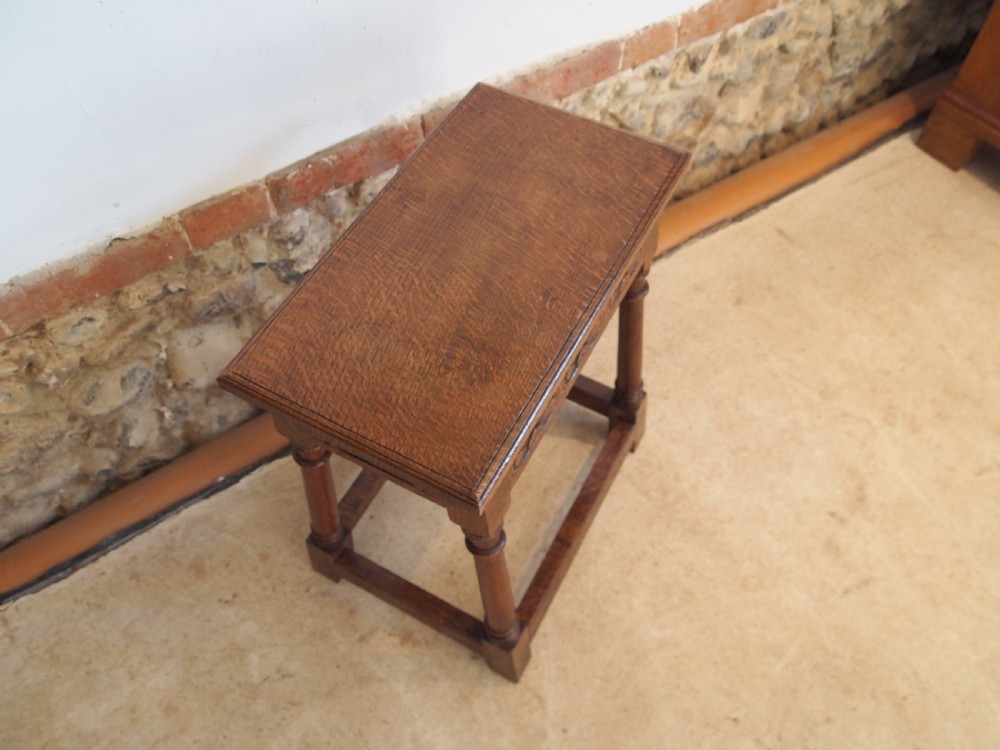 Stool carved Oak joint stool c1920 View II