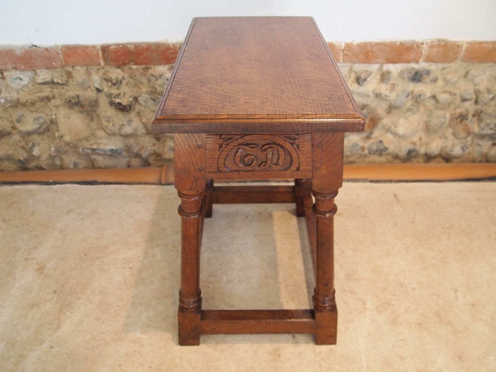Stool carved Oak joint stool c1920 View VIII