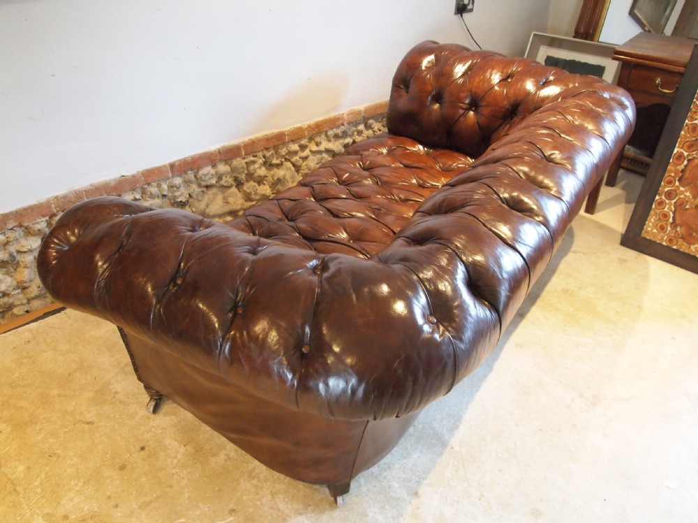 Sofa settee Stunning Victorian leather Chesterfield c1870 View V
