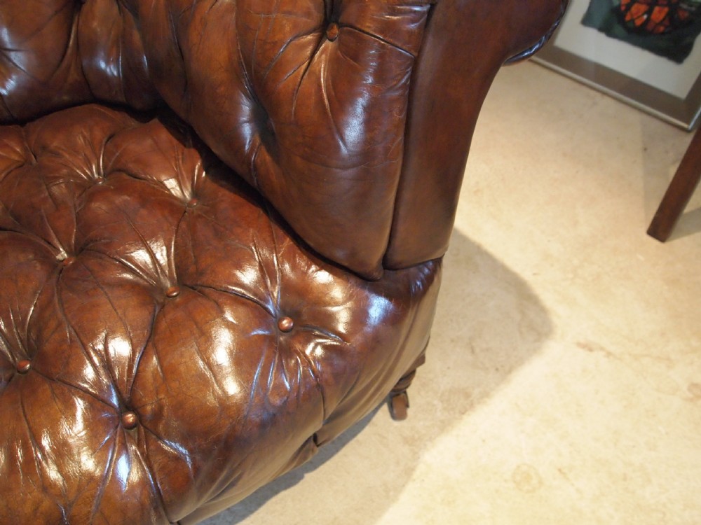 Sofa settee Stunning Victorian leather Chesterfield c1870 View VI