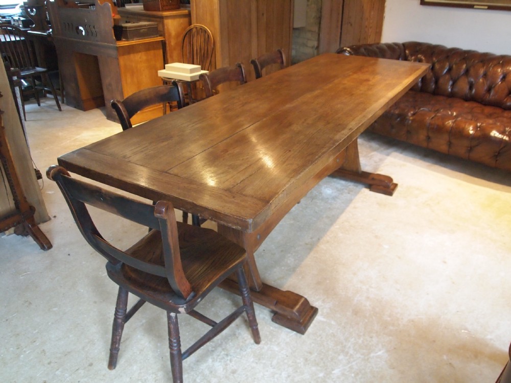 Table refectory farmhouse dining Arts and Crafts Oak c1900 View II