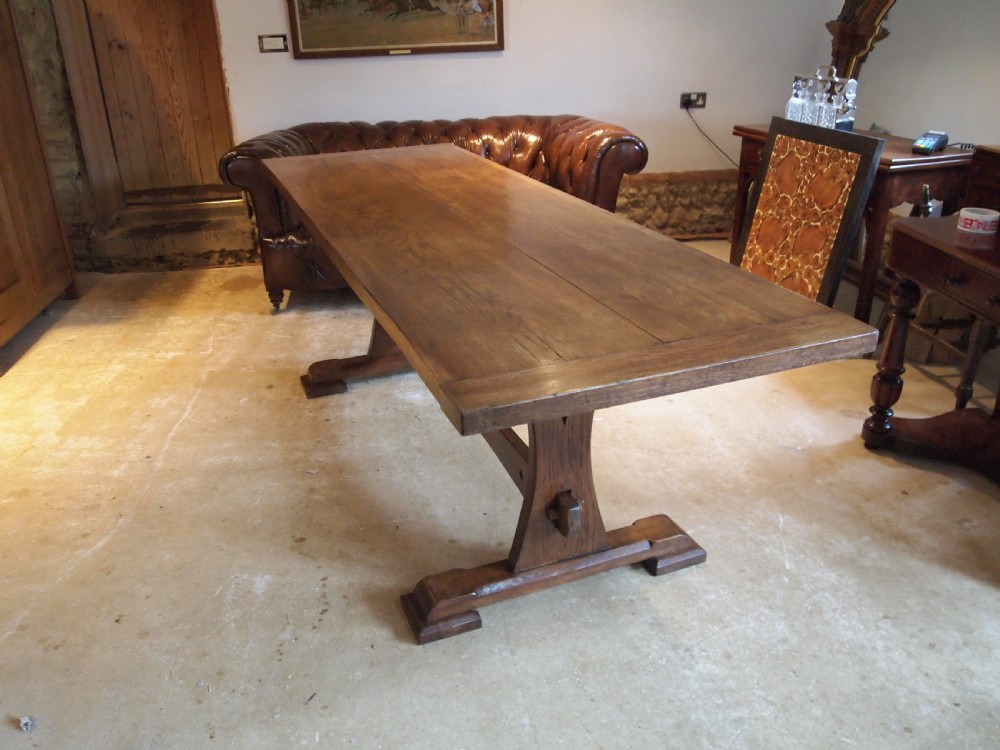 Table refectory farmhouse dining Arts and Crafts Oak c1900 View III