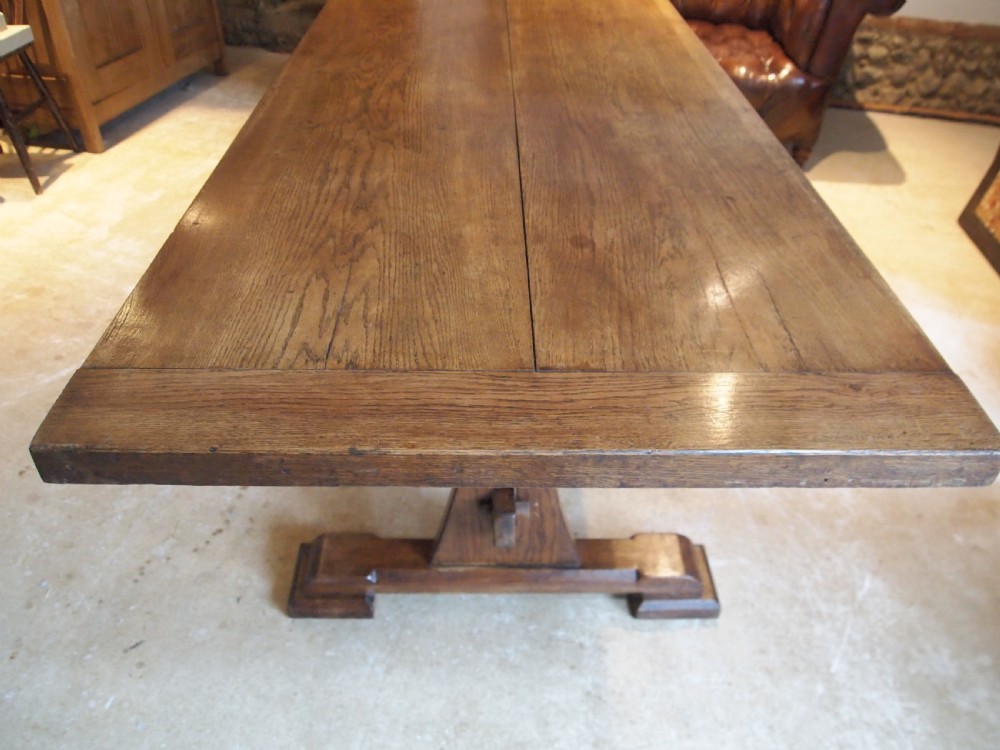 Table refectory farmhouse dining Arts and Crafts Oak c1900 View V