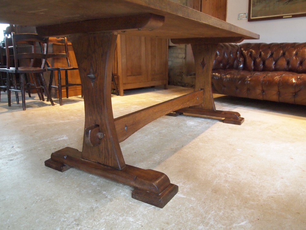 Table refectory farmhouse dining Arts and Crafts Oak c1900 View VI