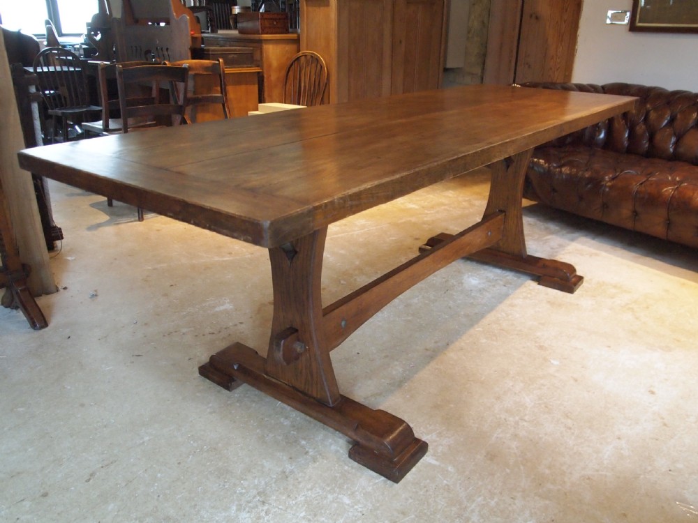Table refectory farmhouse dining Arts and Crafts Oak c1900 View IX